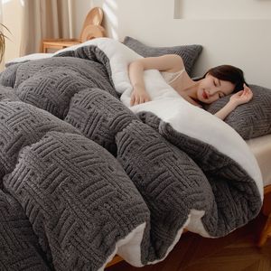 Nouvelle couette en jacquard d'hiver en laine d'agneau, épaisse, <span class=keywords><strong>extra</strong></span> <span class=keywords><strong>large</strong></span>, confortable, chaude pour la peau, couette <span class=keywords><strong>extra</strong></span> <span class=keywords><strong>large</strong></span> - Product Image 4