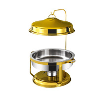 Réchaud à alcool en acier inoxydable FLEY avec couvercle suspendu et plat rond pour buffet d'hôtel, traiteur, événements de mariage