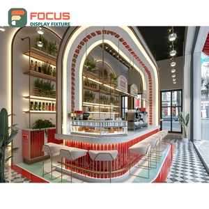 Modern Coffee Service Counter Checkout <b>Shelf</b> Barista Zone Black <b>Walnut</b> Cafe Counter - Product Image 6