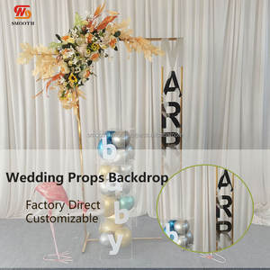 กรอบสแตนเลสโลหะสีทองเงาทรงสี่เหลี่ยมเรขาคณิตเรียบอุปกรณ์สำหรับงานแต่งงาน - Product Image 2