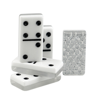 Jeu de dominos en acrylique brillant avec spinner en laiton, double 9, dominos en lucite, ensemble de dominos en plexiglas bicolore