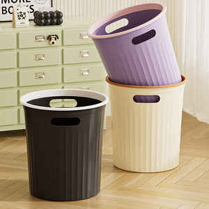 Thickened Trash Can Cylindrical <b>Large</b> Capacity Portable Indoor Waste <b>Bin</b> For Home Bathroom Kitchen Bedroom Dormitory - Product Image 1
