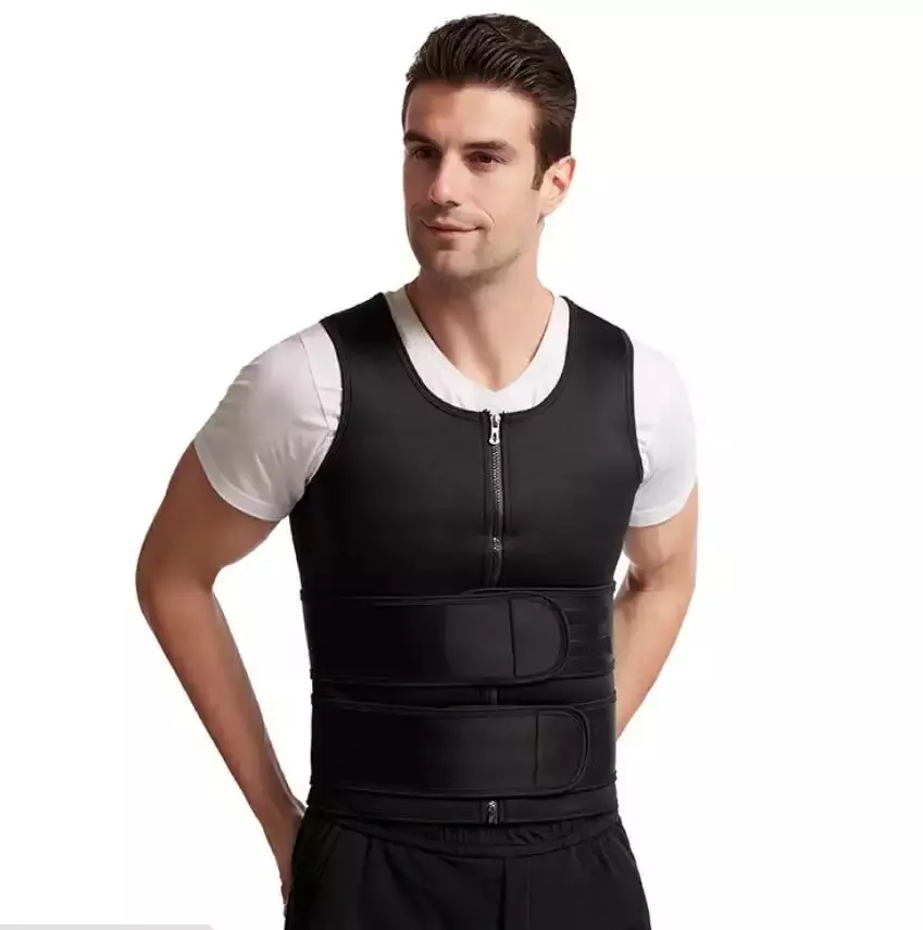 Nouveau produit grande taille pour hommes néoprène deux ceintures Sauna fermeture éclair taille réglable formateur gilet