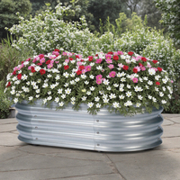 Grande jardinière rustique moderne en métal galvanisé Jardin surélevé ovale de luxe Petit pot de fleur Plantation extérieure pour la maison Plancher de pépinière