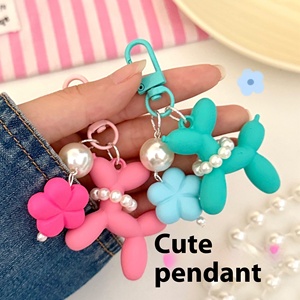 Globo de dibujos animados perro llavero Kawaii colorido suave Pvc auricular caso bolsa encanto accesorios encantador flor perro globo llavero - Product Image 6