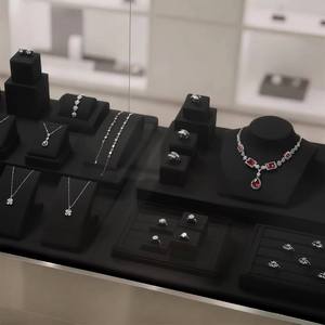 New Jewelry Window Display Set <b>Earrings</b> Necklace Props Black Microfiber Counter Jewelry Display Stand Necklace Display - Product Image 2