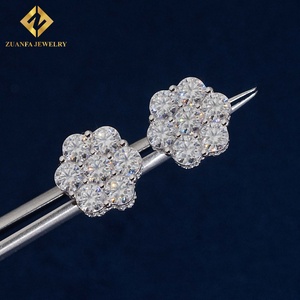 Fashion Style 925 <b>Silver</b> VVS Moissanite Side‑Set Flower Shaped <b>Stud</b> <b>Earrings</b> Luxury Iced‑Out Women Jewelry - Product Image 1