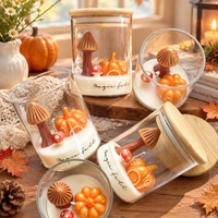 Bougie parfumée artisanale en forme de citrouille et de champignon, décoration d'intérieur originale, en verre avec couvercle