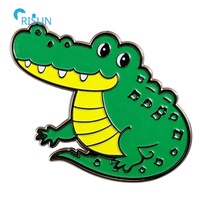 Badge Crocodile Alligator, en émail, motif Animal de dessin animé, dauphin, requin, baleine, revers avec chaîne, 50 pièces