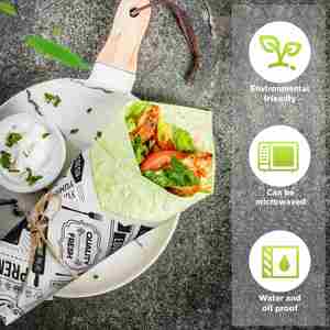 Papel Antigrasa Biodegradable Personalizado de Grado Alimenticio para Envolver Alimentos, Hamburguesas y Sándwiches, Disponible en Stock - Product Image 2