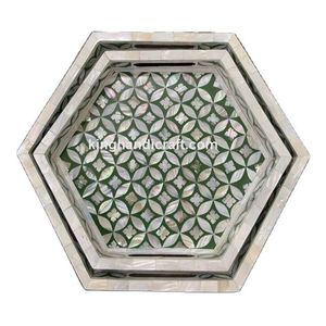 ถาดเสิร์ฟไม้ลายโบฮีเมียนประดับมุก ดีไซน์ยืดหยุ่นสำหรับรอมฎอนและอีดมูบาร็อค |   ภาชนะใส่อาหารทำมือระดับพรีเมียม - Product Image 2