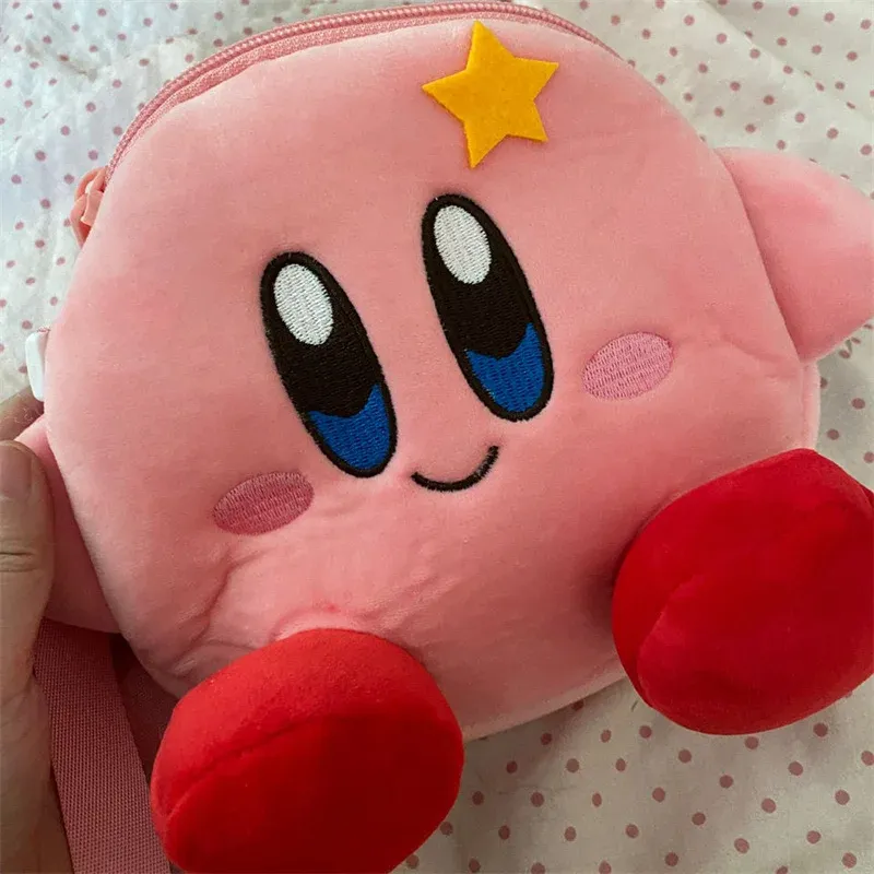 Karikatür japon animesi Kawaii Kirby peluş oyuncak yıldız Kirby askılı çanta yumuşak bebek çantası sevimli cep telefonu çantası kızlar doğum günü hediyesi