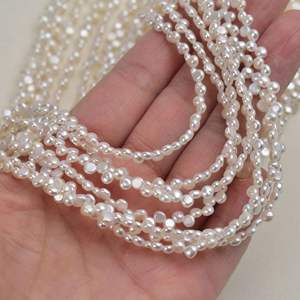 Perles de Mantou économiques de 3-4 mm, 28 trous, perles d'eau douce naturelles, perles plates, perles à pain, matériel manuel de bricolage, perles en vrac - Product Image 3