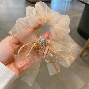 Accessoires de cheveux pour filles élégantes Bandeau de <span class=keywords><strong>chignon</strong></span> attaché de tempérament simple haut de gamme avec strass <span class=keywords><strong>papillon</strong></span> <span class=keywords><strong>noeud</strong></span> corde à cheveux en maille de soie - Product Image 5