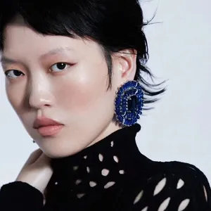 凯美200设计时尚闪亮水钻阳光魅力耳环女性饰品水晶钻石声明耳环