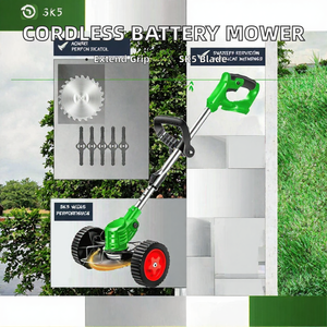 Cordless Grass <b>Cutter</b> Lawn Trimmer Battery Powered <b>Brush</b> <b>Cutter</b> with Wheels and 3 Batteries for Garden Farm - Product Image 2