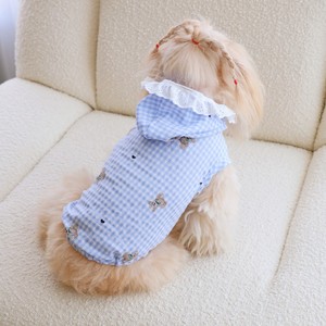 Une jupe à carreaux avec bordure en dentelle, imprimé ours et ourlet élastique, adaptée aux chats et aux chiens. Parfait pour le printemps et l'été. - Product Image 2