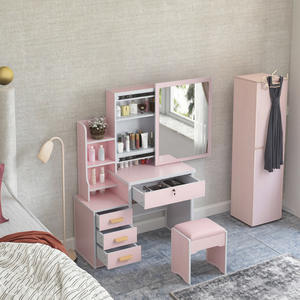 Tocador Rosa moderno personalizado al por mayor, espejo deslizante ligero, armario de almacenamiento económico sencillo para apartamentos pequeños - Product Image 1