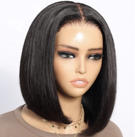 Perruque Bob Courte Bouclée Kinky 4x4 avec Fermeture en Dentelle, Cheveux Humains Remy Double Drawn, Style Naturel et Volumineux pour Femmes Africaines