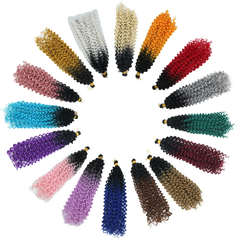 Wholesale Fantastic Ombre Kinky Curly Water Wave Crochet Braiding Hair Deep Wave Passion Twist Synthetic Hair Extensions