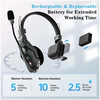 Système de communication d'équipe Hollyland Solidcom C1 9 ensembles de microphones cravate sans fil 2,4G avec casque intercom pour 8 personnes