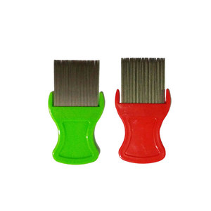 Pet Steel Needle Comb 65x40mm Red Green For Dog Flea Removal Grooming Tool - Product Image 1