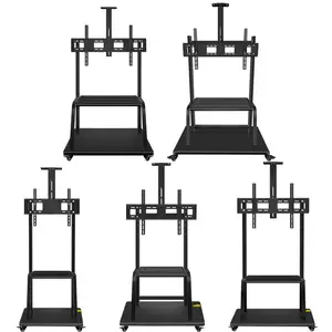 热销高度可调32 "-55" 发光二极管液晶等离子电视手推车支架落地安装金属通用移动360度滚动电视手推车