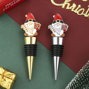Bouchons de bouteille de vin Père Noël en alliage de zinc or et argent, scellés pour bouteilles de Noël, pour cadeau de fêtes - Product Image 4