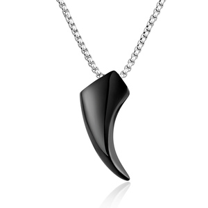 Joyería Punk al por Mayor, Colgante Geométrico de Acero Inoxidable con Diente de Elefante y Lobo para Hombre - Product Image 1