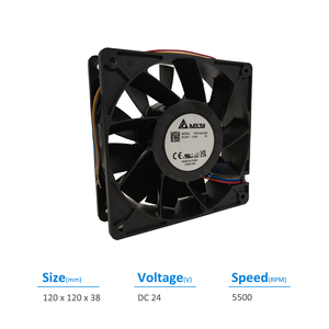 Ventilador de refrigeración axial eléctrico Delta PFB1224UHE PFB1224UHE-PO de 12 cm, 24 V, 2.76 A, 120x120x38 mm, 48 W, de tres líneas, para inversor AB - Product Image 2