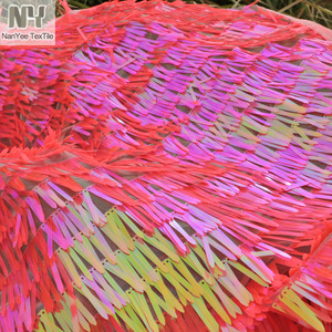 Nanyee Textile brodé dentelle garniture néon pastèque tissu à paillettes pour robe de cérémonie - Product Image 3