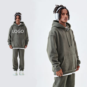 Ensemble de jogging pour hommes de haute qualité, sweat-shirts à capuche, pull-over ample, poids lourd, logo personnalisé, impression en relief, 500 g/m² - Product Image 5