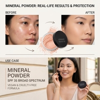 Poudre solaire minérale à étiquette privée SPF 35, poudre libre translucide fixante avec micro-poudre légère, sans huile, protection de la peau