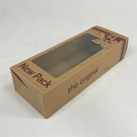 Boîte en carton pliable écologique avec fenêtre transparente en PVC, logo personnalisé imprimé, boîte en papier kraft brun pour l'emballage