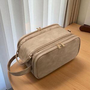 <b>Large</b> Capacity Eco-Friendly Recyclable PU Leather Makeup <b>Bag</b> Double Zipper Compartments Travel Cosmetic Organizer Waterproof - Product Image 2