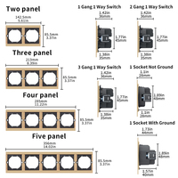 Interruptores y Enchufes de Pared WESA Ultrafinos con Botón Pulsador EU de 1/2/3 Vías con Enchufe USB Tipo C, Combinación Libre, Diseño Moderno de Lujo