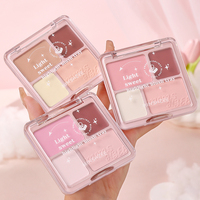 Palette de fards à joues et illuminateurs MINSHZEE 4 couleurs, fini mat, poudre mélangeable pour les joues, palette de maquillage en gros