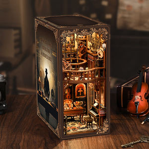 หนังสือนุ๊กที่สร้างสรรค์และโมเดลบ้านขนาดเล็กแบบทำมือของเล่นตัวต่อไม้3D พร้อมไฟ LED สำหรับการแสดงบนชั้นวางของในบ้าน - Product Image 6