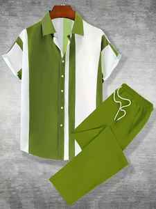 Camisa de manga curta dos homens novos do verão e calças compridas <span class=keywords><strong>2</strong></span> peças Set - Product Image 6