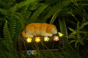 Reçine modelleri güneş işıkları heykelcik heykeli ev uyku köpek çim dekorasyon bahçe süs el işi reçine el sanatları