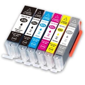 Cartouche d'encre compatible PGI-530BK, CLI-531BK, CLI-531C, CLI-531M, PGI-530 CLI-531Y, encre CLI-531 pour <span class=keywords><strong>Canon</strong></span> <span class=keywords><strong>PIXMA</strong></span> TS8750 TS8751 - Product Image 1