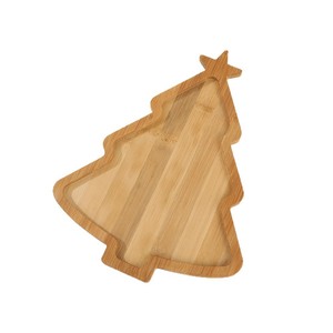 Bandejas de Bambú Navideñas con Forma de Árbol y Sombrero de Muñeco de Nieve, Color Madera Natural, Decoraciones para Fiestas - Product Image 5