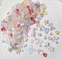 16g/sac Breloques en résine 3D assorties, fleurs, papillons, nœuds, ornements pour manucure, artisanat DIY, accessoires de bijoux