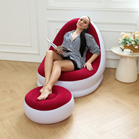Ensemble de canapé gonflable moderne, créatif, léger, compact et portable, avec repose-pieds, fauteuil de salon pliable en PVC capitonné pour la maison et la chambre