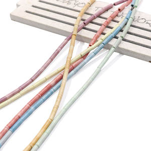 Proveedor mayorista 2*8 cuentas de piedra de óxido de anión natural con forma de tubo de color macarrón arcoíris para hacer collar de joyería - Product Image 1