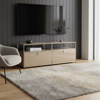 Mueble de TV Modular Moderno de Acero al Carbono, Mueble de Salón con Estantes Ajustables, Ahorro de Espacio, Aparador de Almacenamiento de Metal Resistente