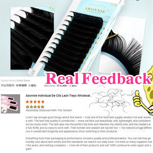 Abonnie Dark Fluffy Extensions de cils individuels 0.02 0.03 0.05 0.07 Private Label Volume Cils C D CC DD J U L M Plateaux de volume - Product Image 2