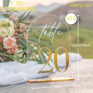 LANJO Modern <b>Acrylic</b> Wedding <b>Table</b> Numbers 10x15cm Rectangle Elegant Golden Durable Thick <b>Sign</b> for Reception Birthday - Product Image 6