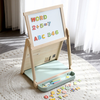 Chevalet en bois 2 en 1 avec tableau noir double face, jeu de dessin, jouet éducatif Montessori, tableau d'activités artistique pour enfants, garçons et filles