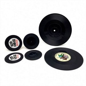 Sous-verres en silicone vintage en forme de disque vinyle, tendance et parfaits pour les fêtes – Nouveauté très prisée - Product Image 2